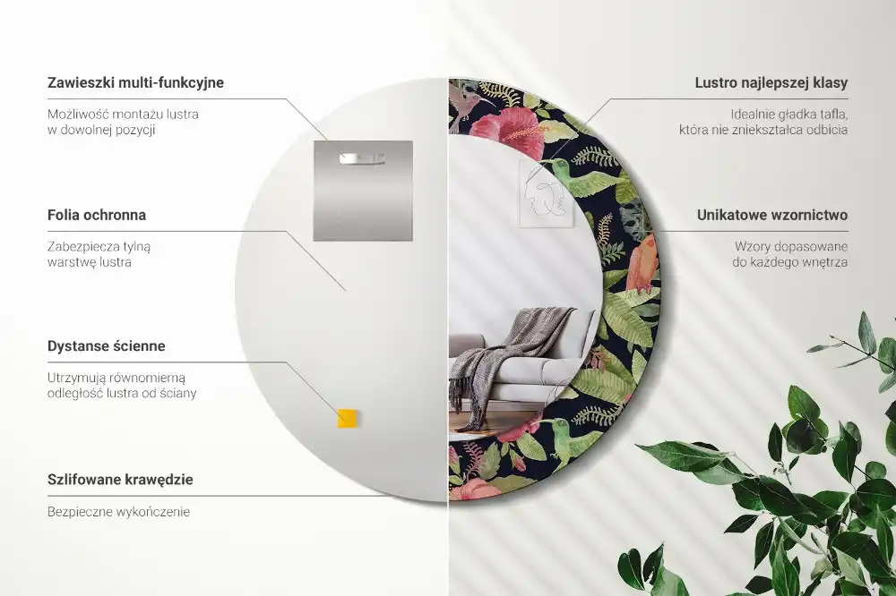 Okroglo okrasno ogledalo Cvetovi hibiskusa