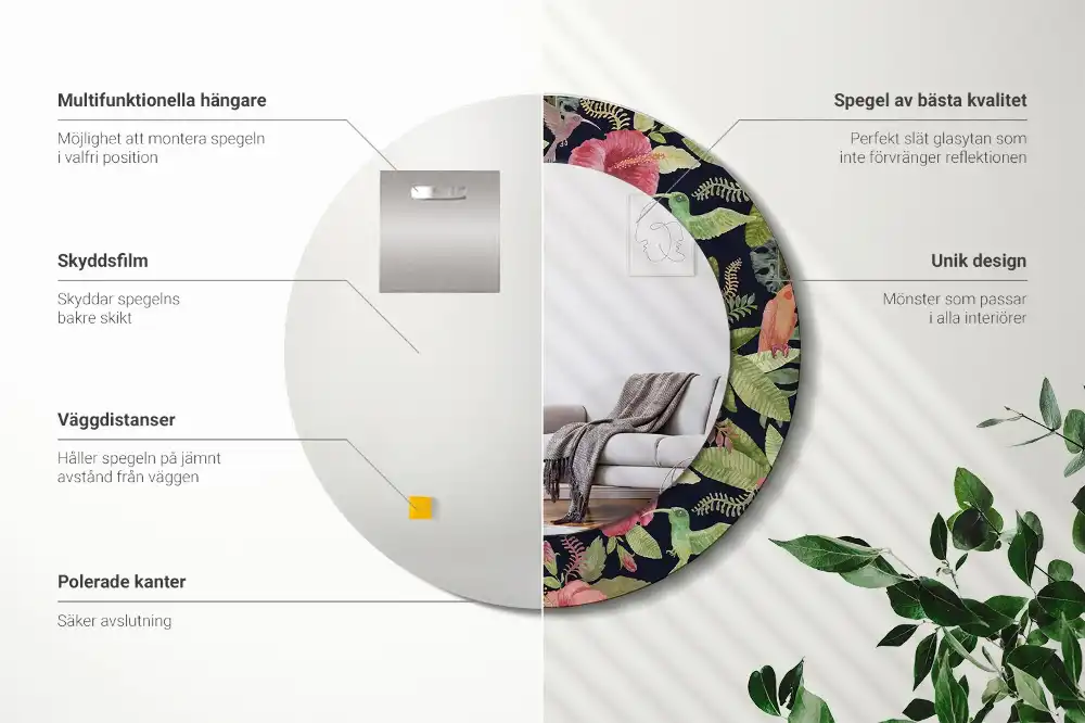 Okroglo okrasno ogledalo Cvetovi hibiskusa