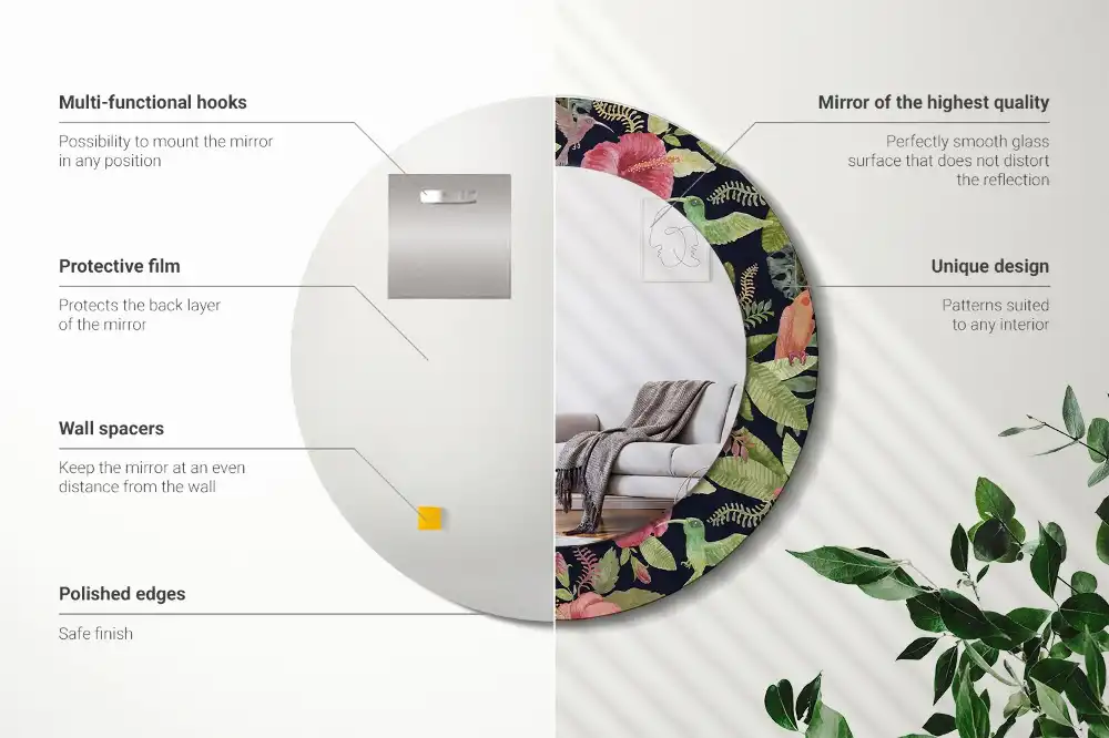 Okroglo okrasno ogledalo Cvetovi hibiskusa