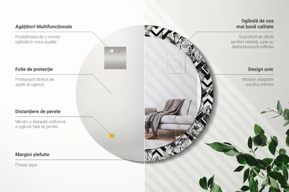 Okroglo okrasno ogledalo Kolibriji