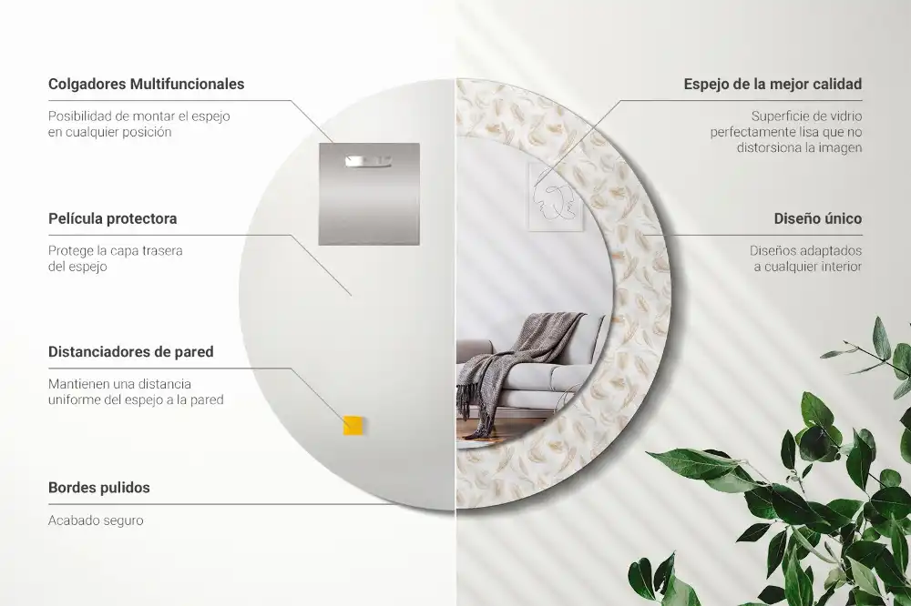 Okroglo okrasno ogledalo Ptičje perje