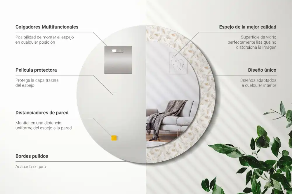 Okroglo okrasno ogledalo Ptičje perje