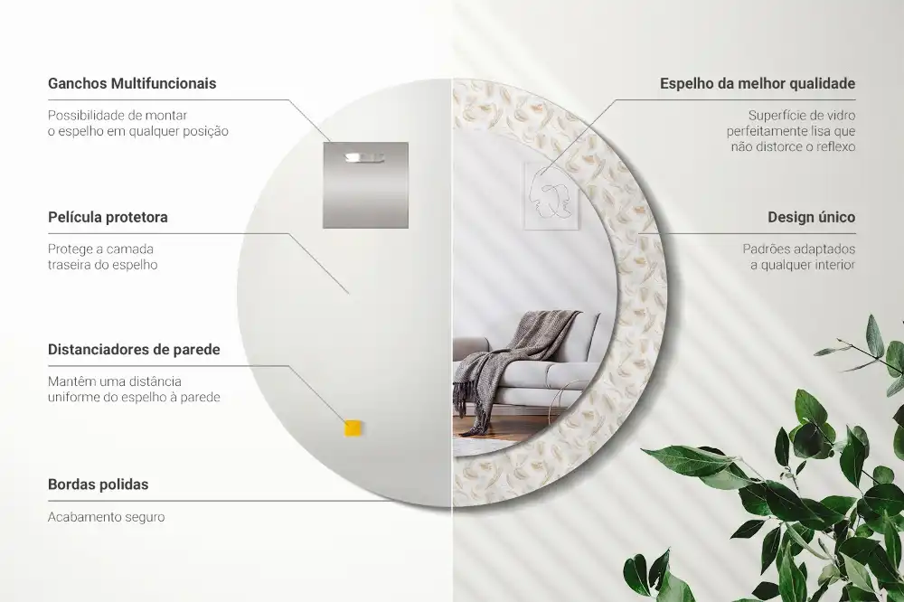 Okroglo okrasno ogledalo Ptičje perje