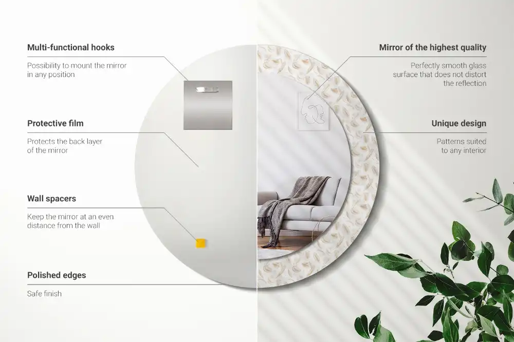 Okroglo okrasno ogledalo Ptičje perje