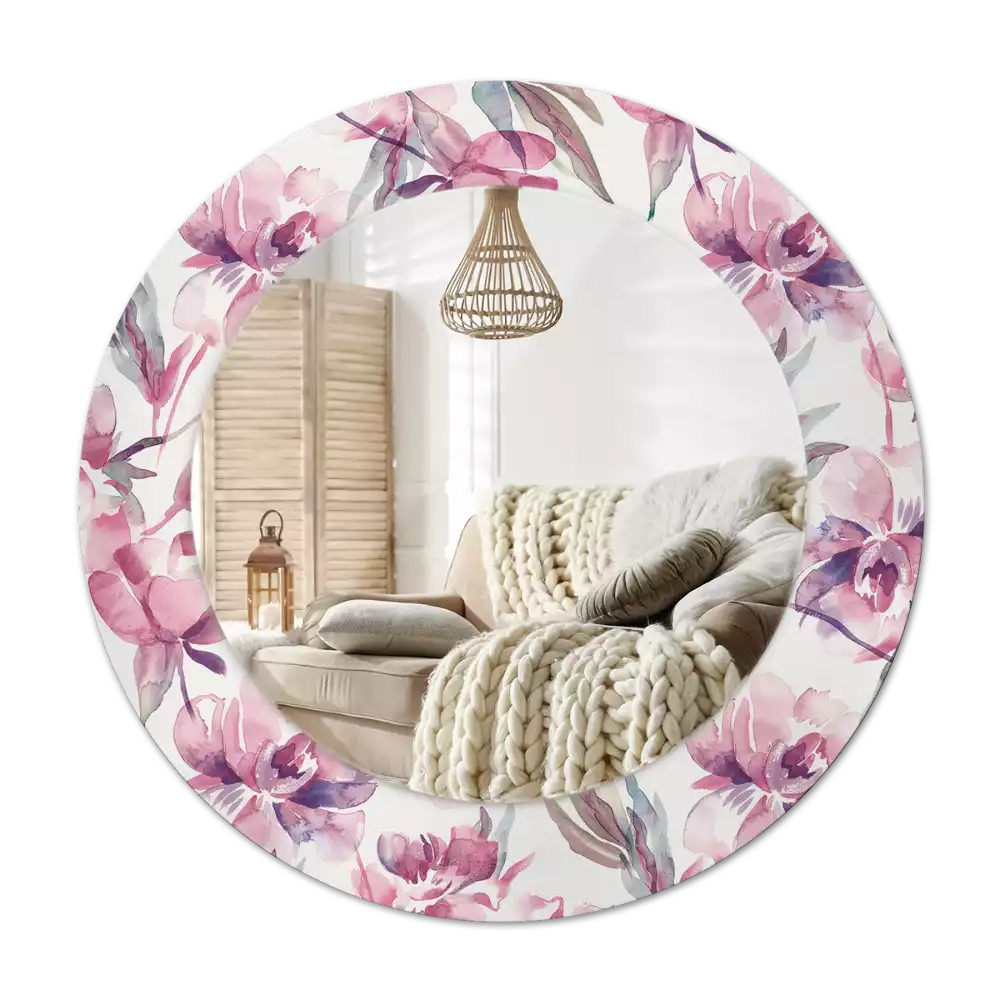 Tiskano okroglo ogledalo Cvetovi potonike