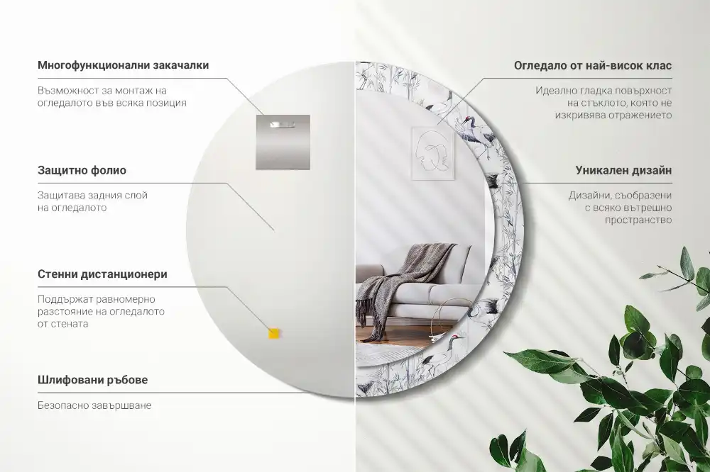 Tiskano okroglo ogledalo Žerjavi