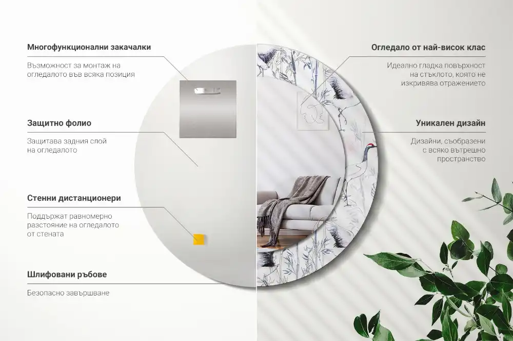 Tiskano okroglo ogledalo Žerjavi