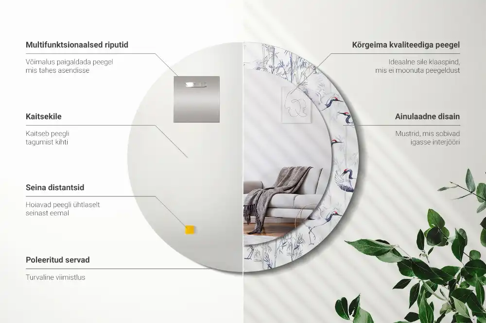 Tiskano okroglo ogledalo Žerjavi