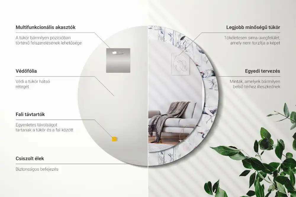 Tiskano okroglo ogledalo Žerjavi