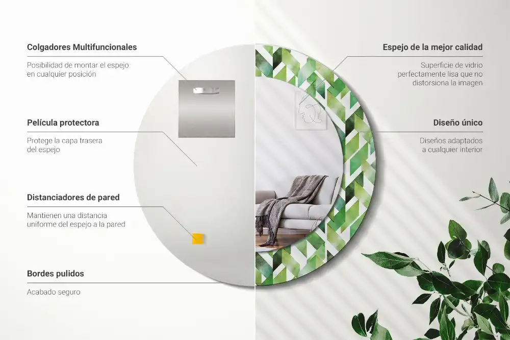 Tiskano okroglo ogledalo Ribja kost