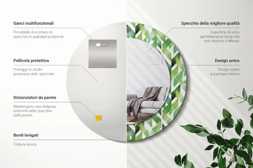 Tiskano okroglo ogledalo Ribja kost