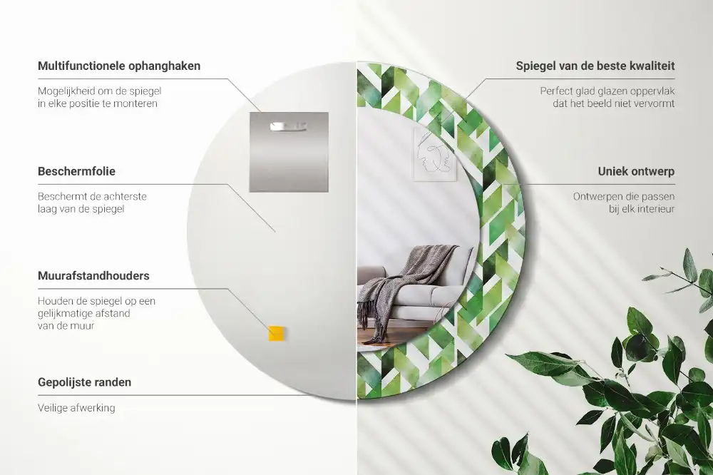 Tiskano okroglo ogledalo Ribja kost