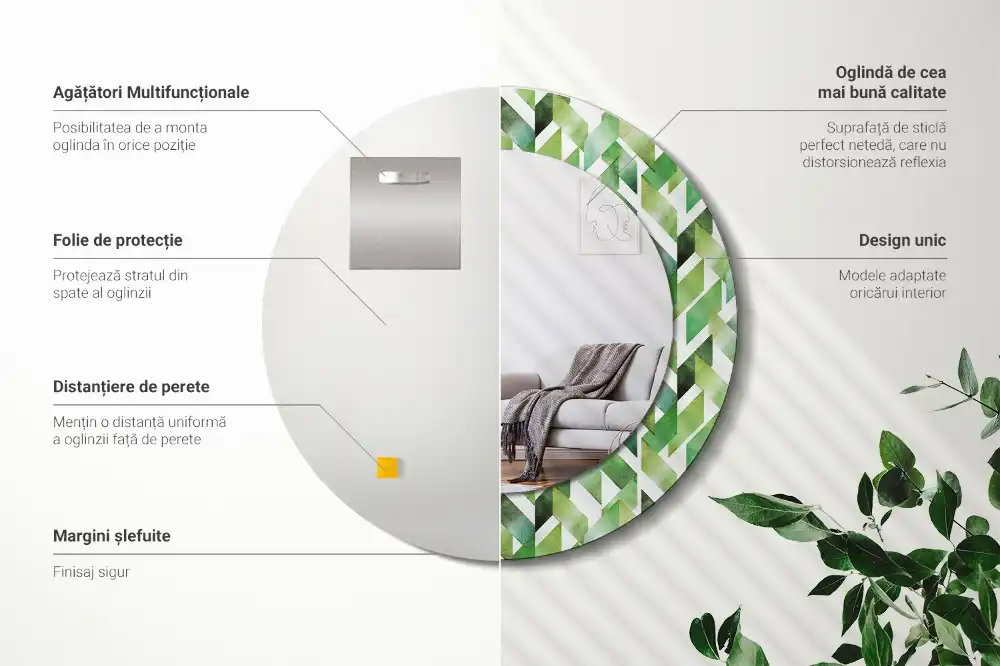 Tiskano okroglo ogledalo Ribja kost