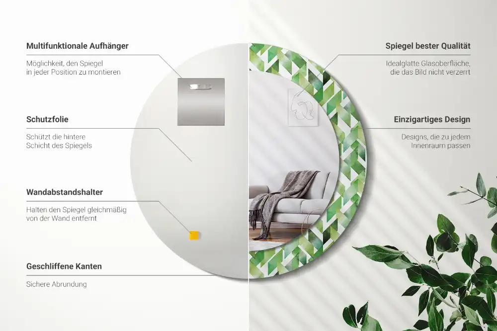 Tiskano okroglo ogledalo Ribja kost