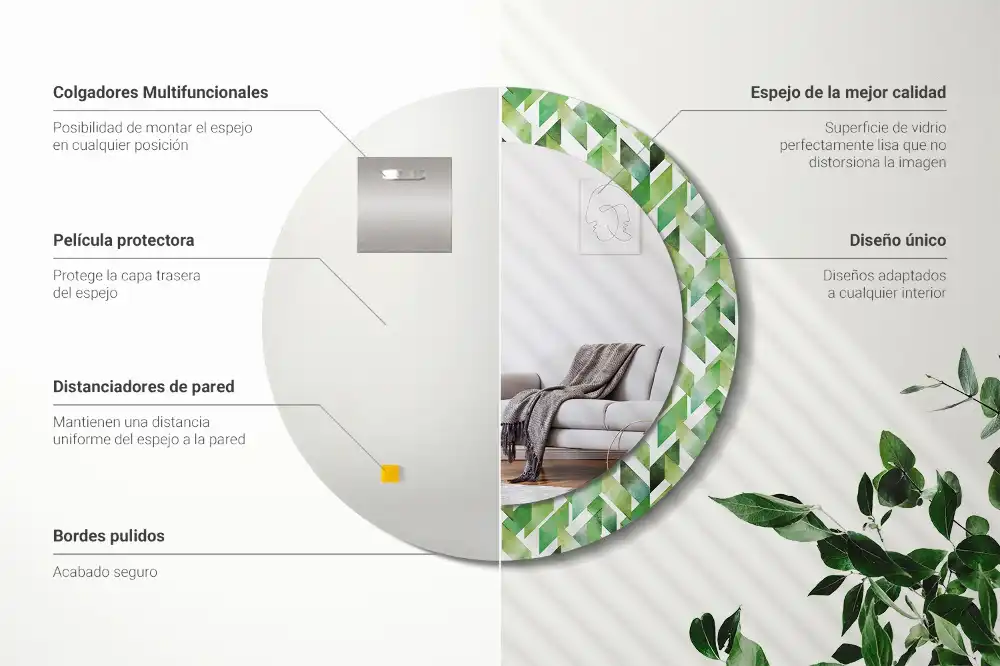 Tiskano okroglo ogledalo Ribja kost