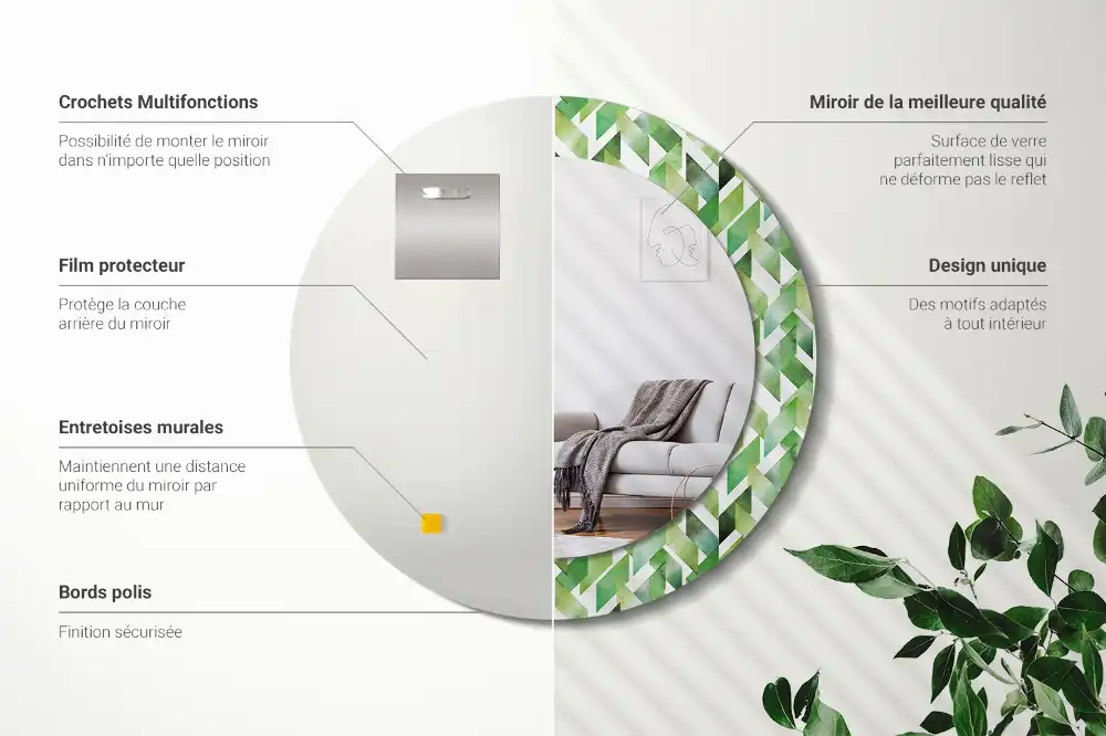 Tiskano okroglo ogledalo Ribja kost