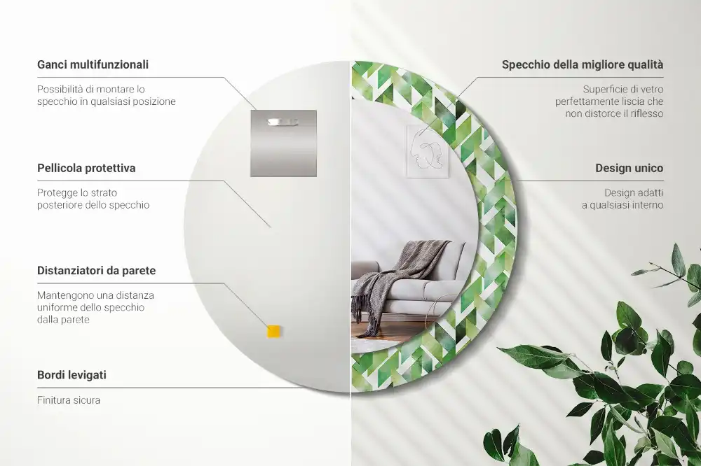 Tiskano okroglo ogledalo Ribja kost