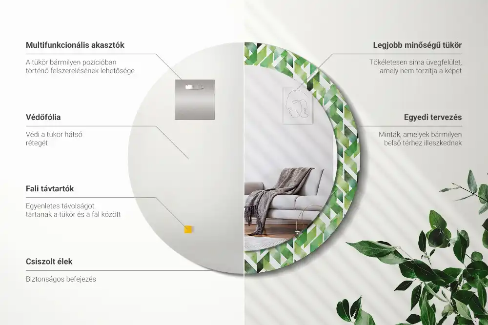 Tiskano okroglo ogledalo Ribja kost