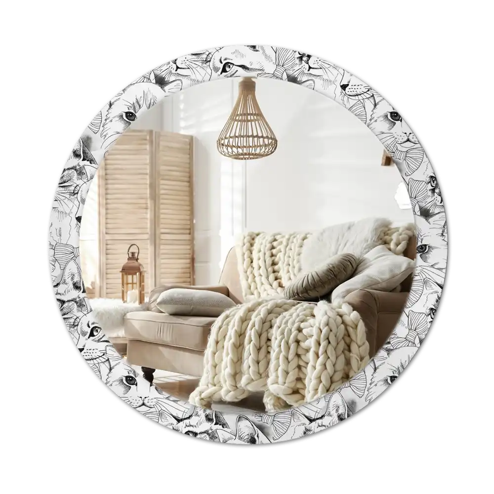 Okroglo stensko okrasno ogledalo Mačke