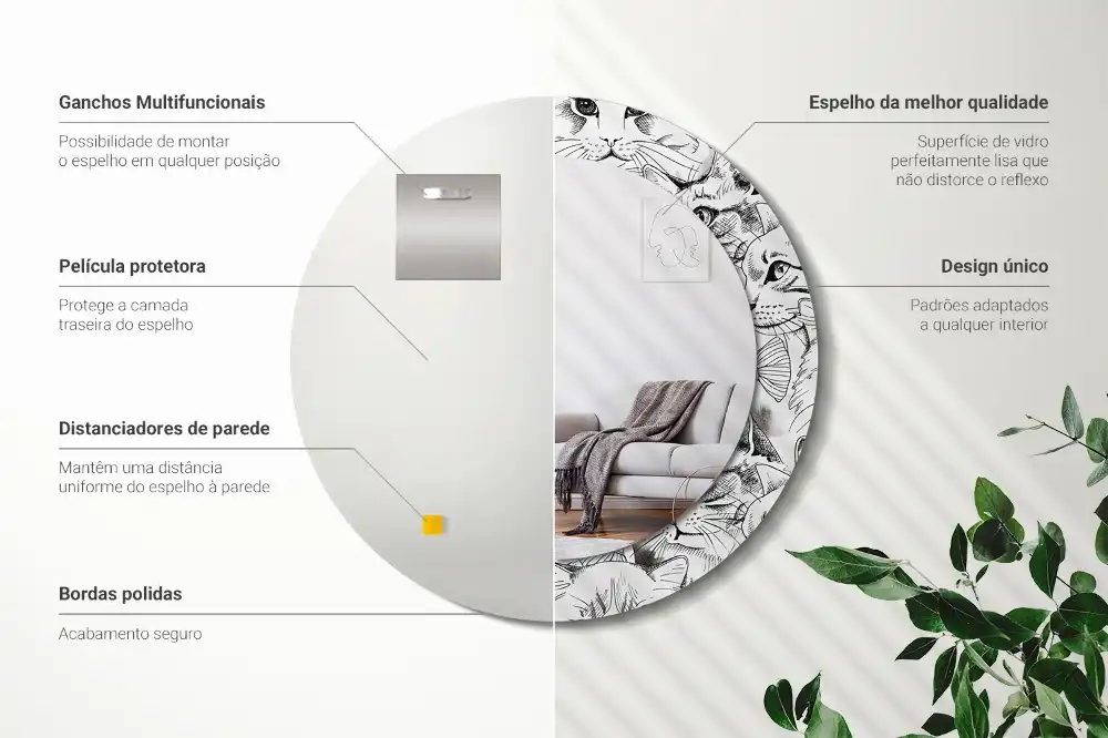 Okroglo stensko okrasno ogledalo Mačke