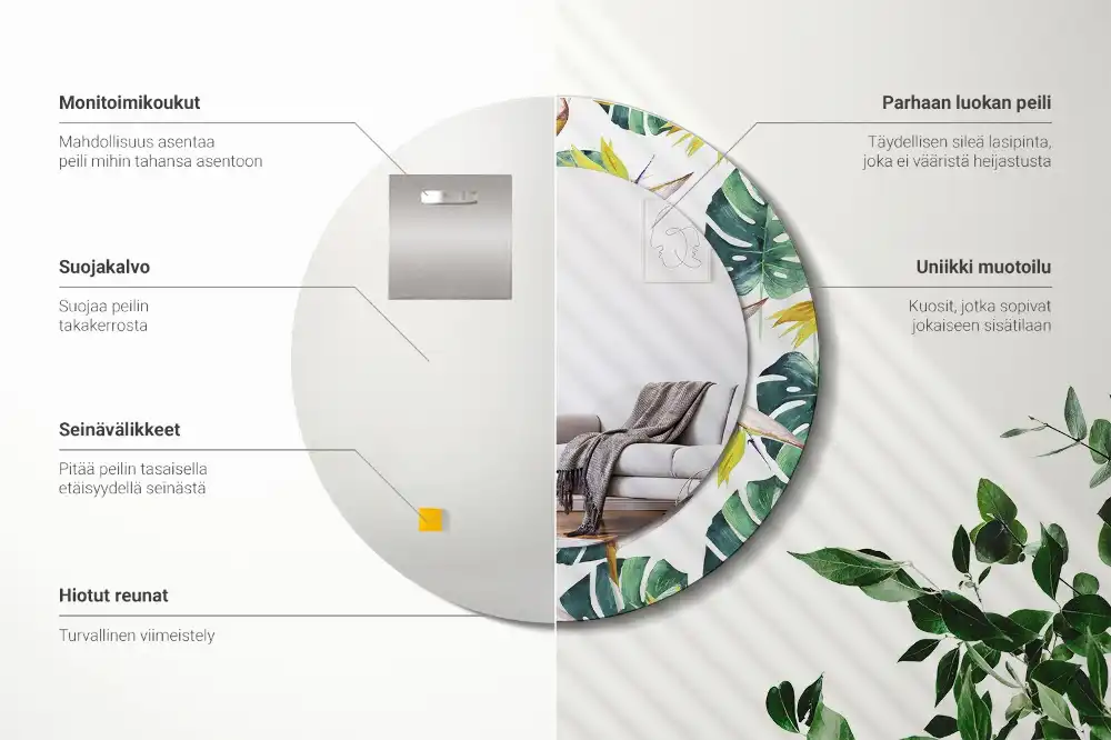 Okroglo okrasno ogledalo Tropski listi