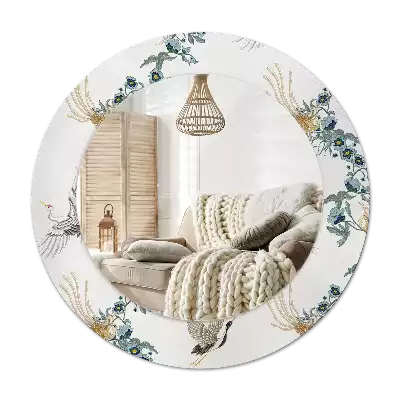 Tiskano okroglo ogledalo Kitajske ptice