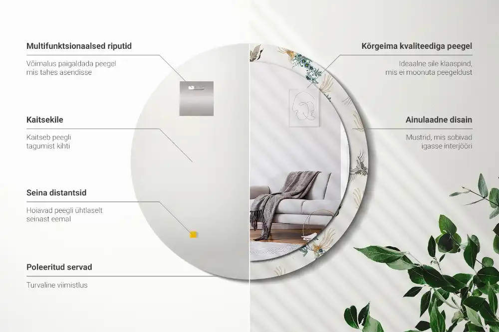 Tiskano okroglo ogledalo Kitajske ptice