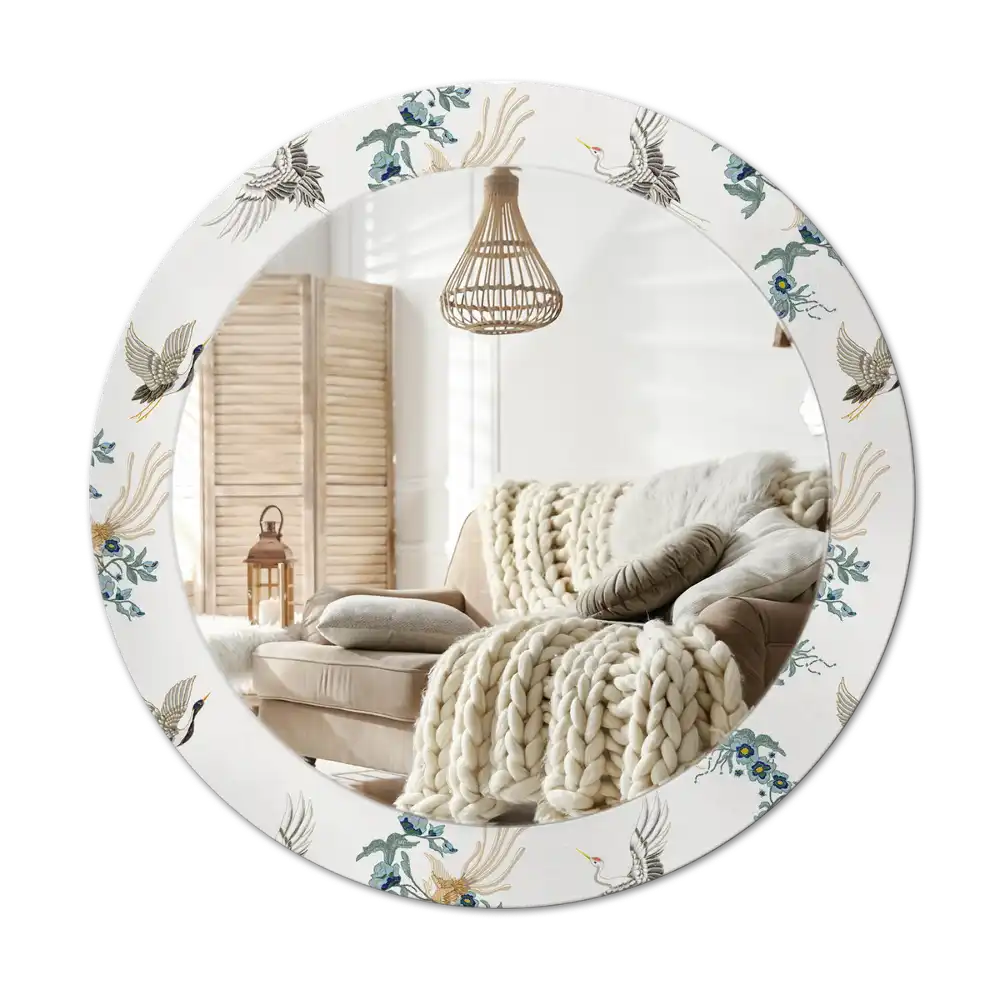 Tiskano okroglo ogledalo Kitajske ptice