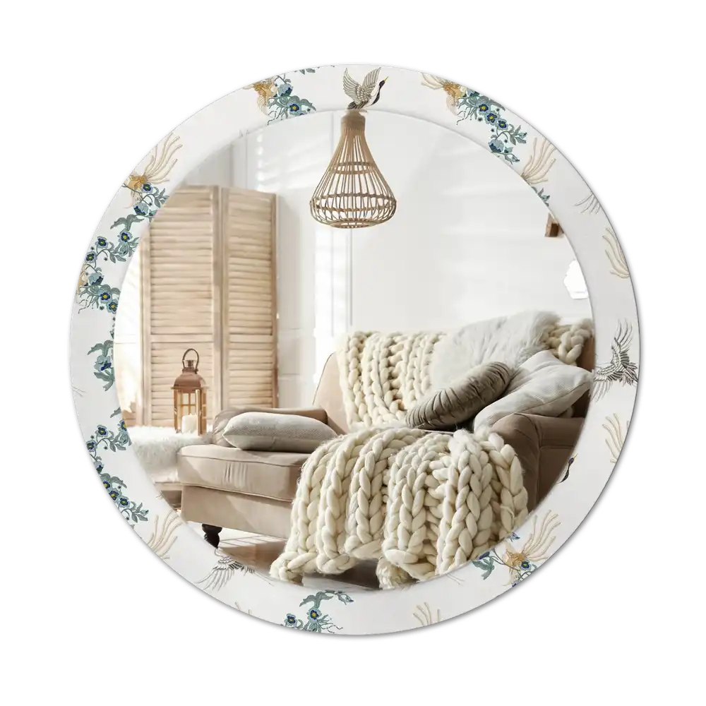 Tiskano okroglo ogledalo Kitajske ptice