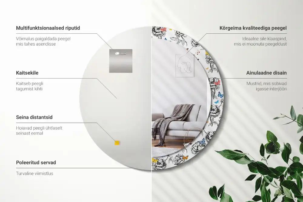 Okroglo okrasno ogledalo Barviti metulji