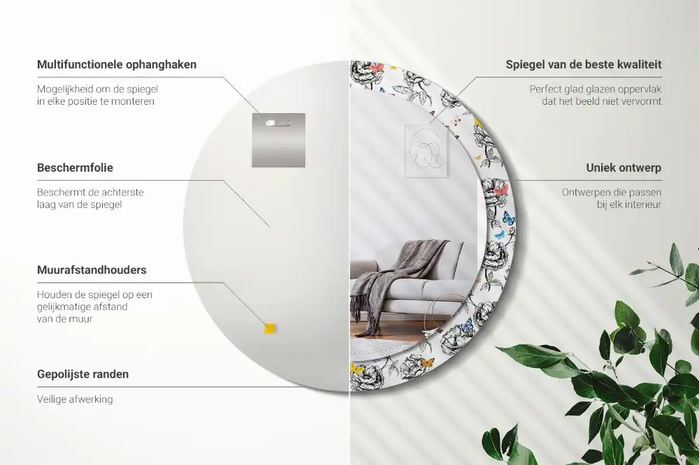 Okroglo okrasno ogledalo Barviti metulji