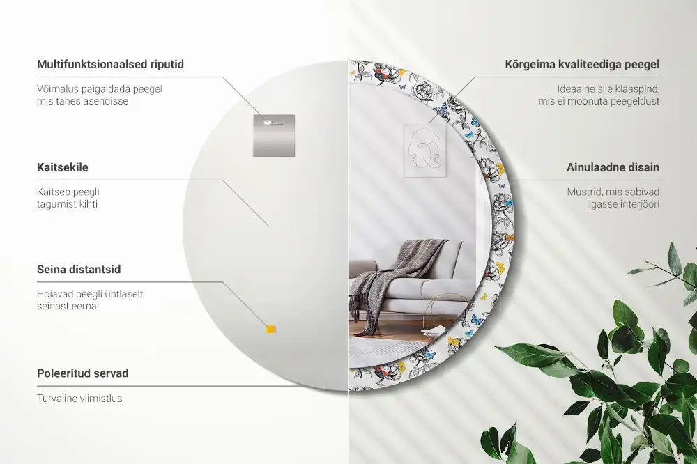 Okroglo okrasno ogledalo Barviti metulji