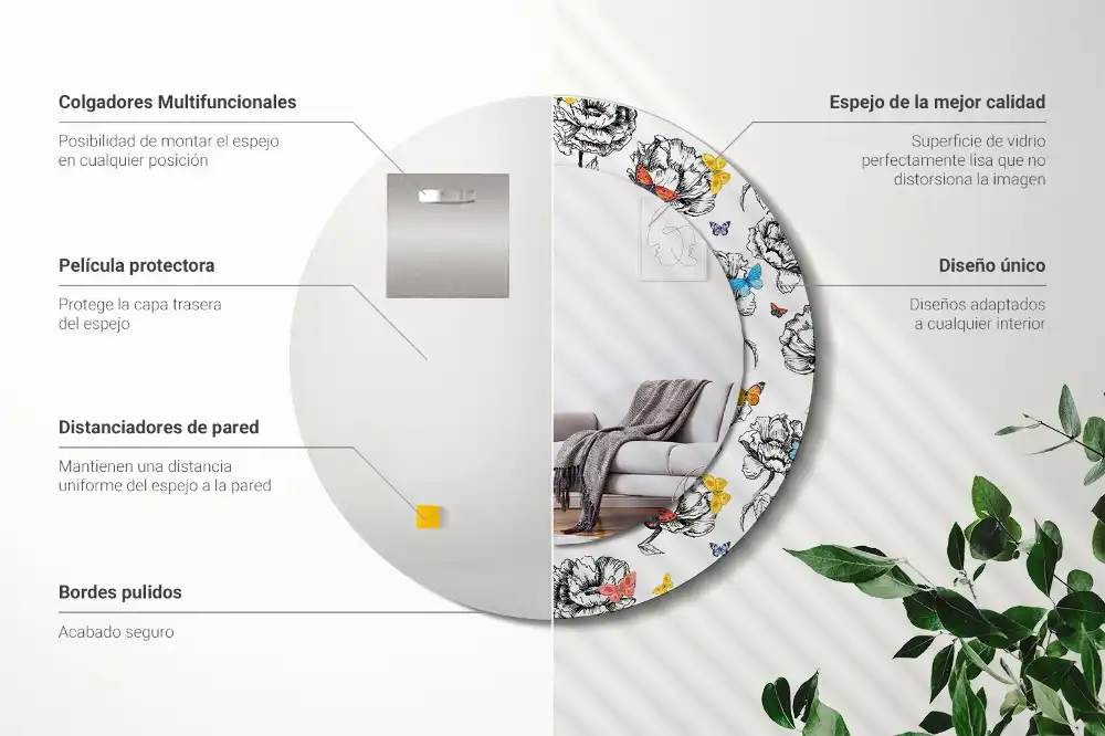 Okroglo okrasno ogledalo Barviti metulji