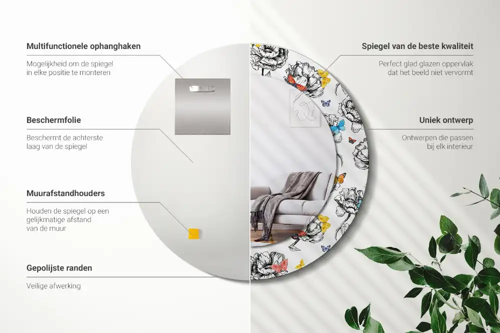 Okroglo okrasno ogledalo Barviti metulji