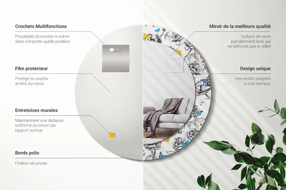 Okroglo okrasno ogledalo Barviti metulji