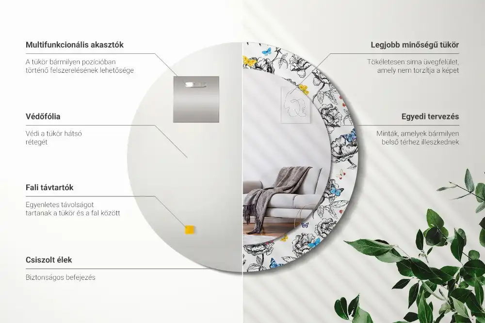 Okroglo okrasno ogledalo Barviti metulji