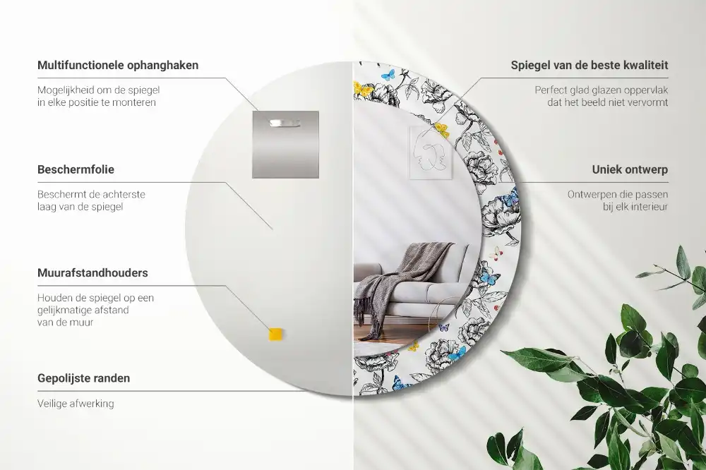 Okroglo okrasno ogledalo Barviti metulji