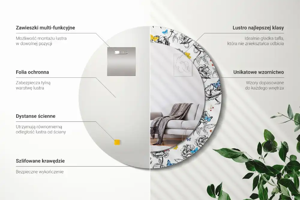 Okroglo okrasno ogledalo Barviti metulji