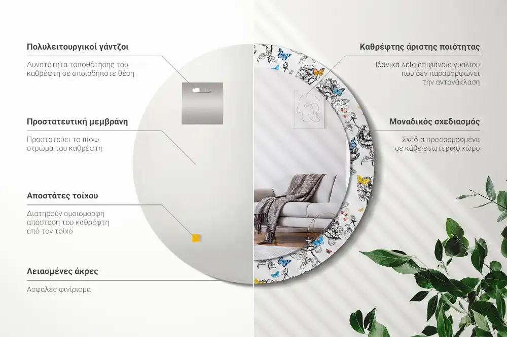 Okroglo okrasno ogledalo Barviti metulji