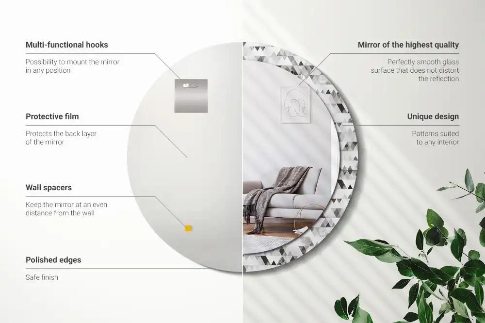 Okroglo okrasno ogledalo Trikotniki