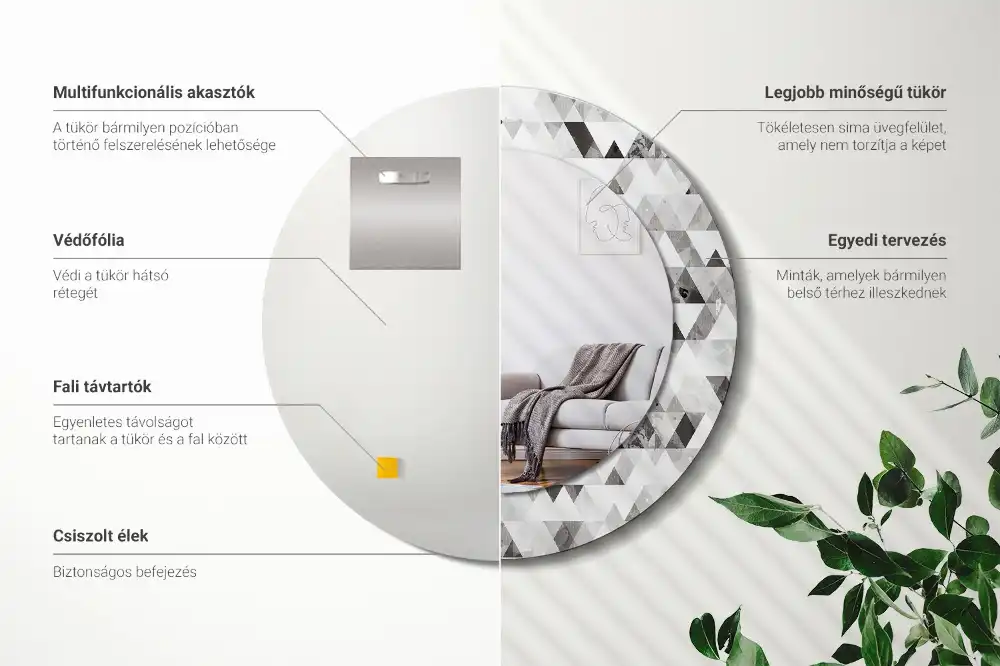 Okroglo okrasno ogledalo Trikotniki