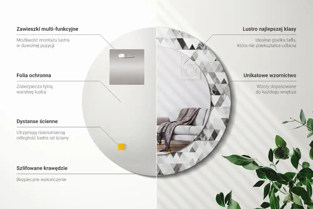 Okroglo okrasno ogledalo Trikotniki