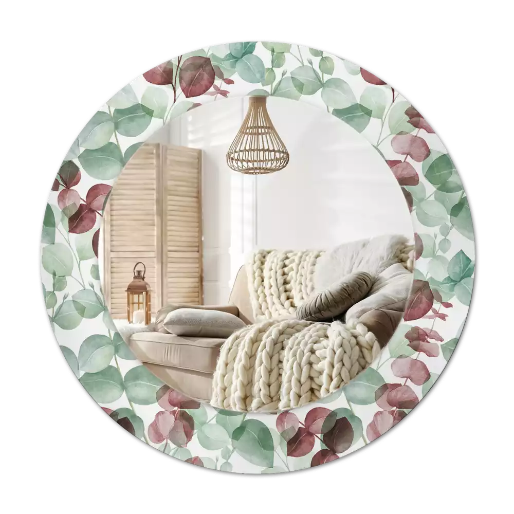 Okroglo stensko okrasno ogledalo Evkaliptus