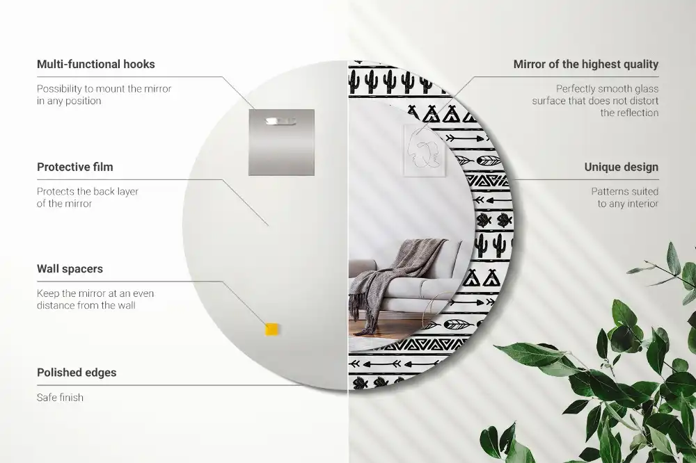 Okroglo okrasno ogledalo Boho minimalistično