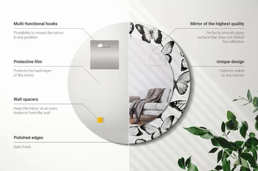 Tiskano okroglo ogledalo Metulji