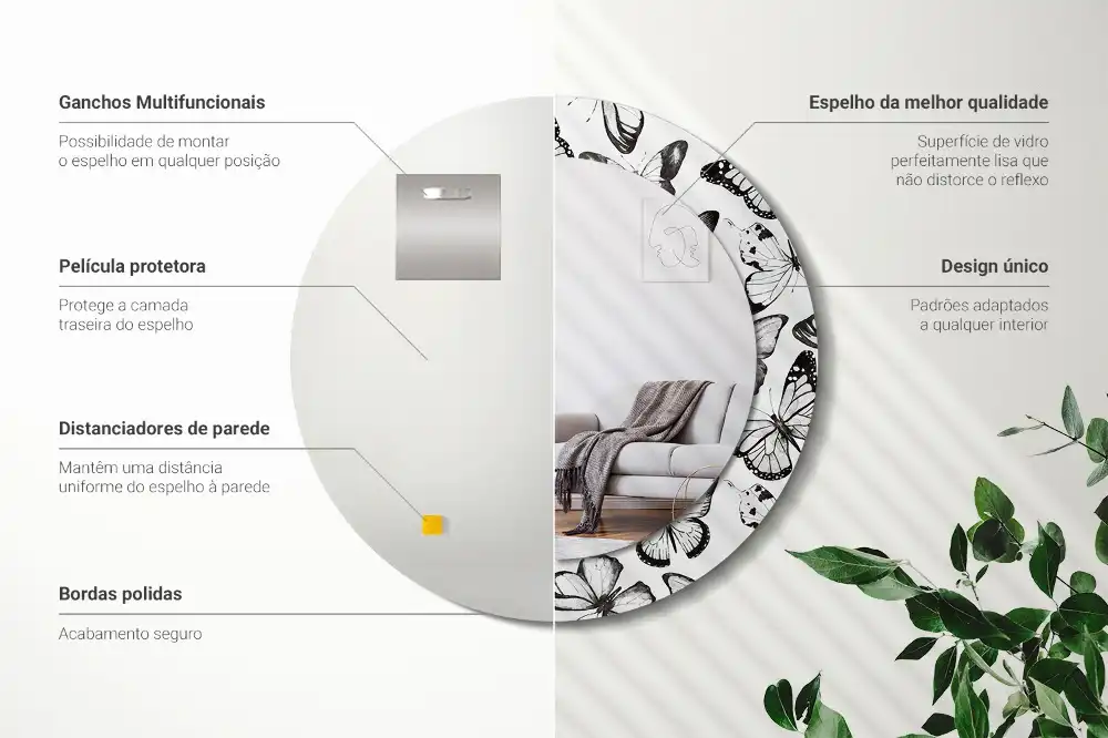 Tiskano okroglo ogledalo Metulji