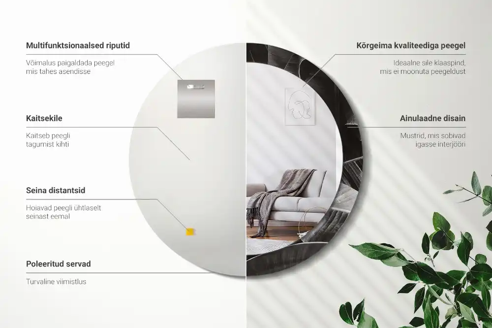 Tiskano okroglo ogledalo Tropske palme