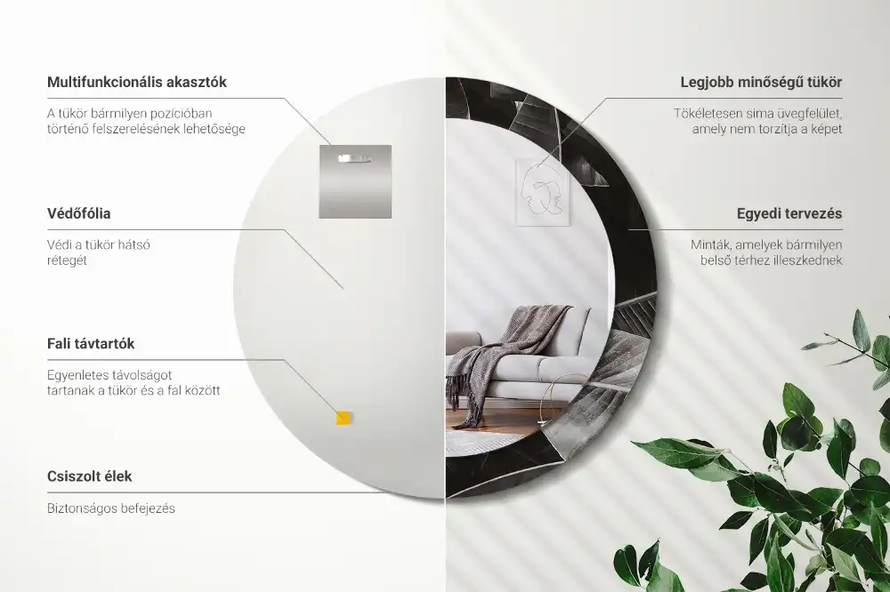 Tiskano okroglo ogledalo Tropske palme