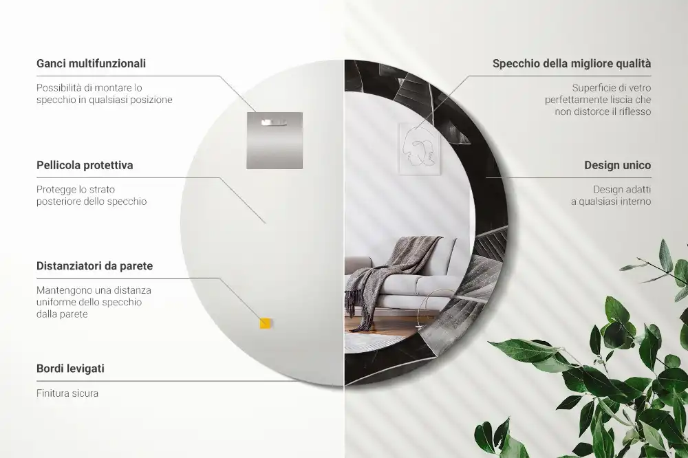 Tiskano okroglo ogledalo Tropske palme