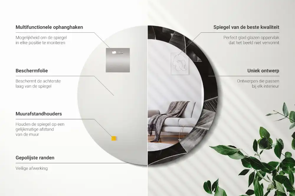 Tiskano okroglo ogledalo Tropske palme